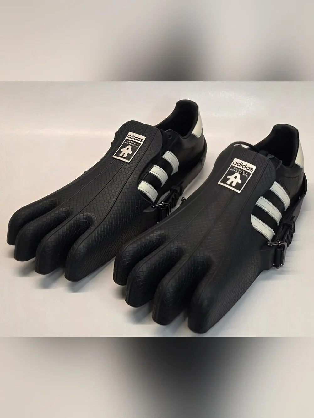 adidas Men’s Black Swim Fins with White Stripe Accents